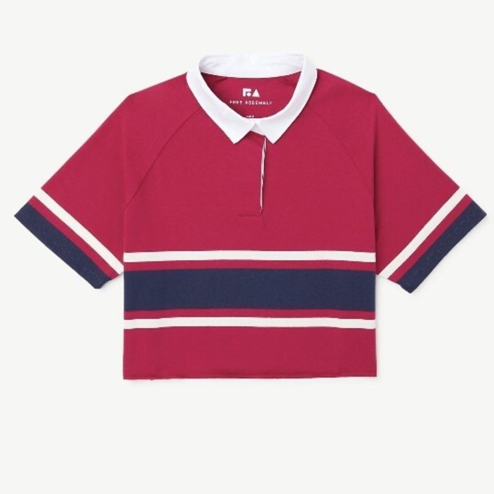 Free Assembly Girls Rugby Stripe Polo Shirt Small 6-6X New with Tags Red Stripe